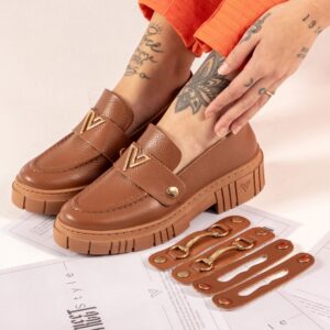 Mocassim Feminino Couro 3 Fivelas Removíveis