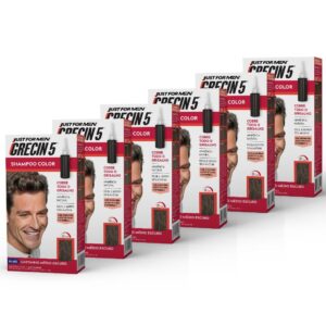 Kit 6x unidades Grecin 5 Shampoo Tintura Tonalizante Castanho Médio Escuro H-40 Cobre os cabelos grisalhos em 5 minutos.