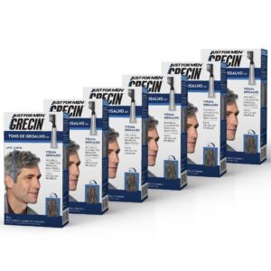 Kit 6x unidades Grecin Tons de Grisalho Gel Tonalizante - Escurece fios brancos - Aparência natural - Aplique ao pentear