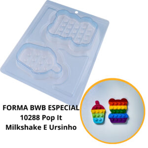 1~4 Forma BWB Pop It MilkShake e Ursinho, Com Silicone (3 partes)- Cód. 10288 (CHOCO)