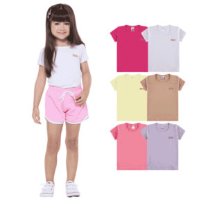 Blusas Infantis Algodão Lisa - Kit 2/6/8 Peças