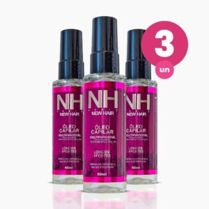 Kit 3 Óleo Multifuncional 60ml Tratamento Capilar Fios mais Longos e Fortes New Hair Belkit
