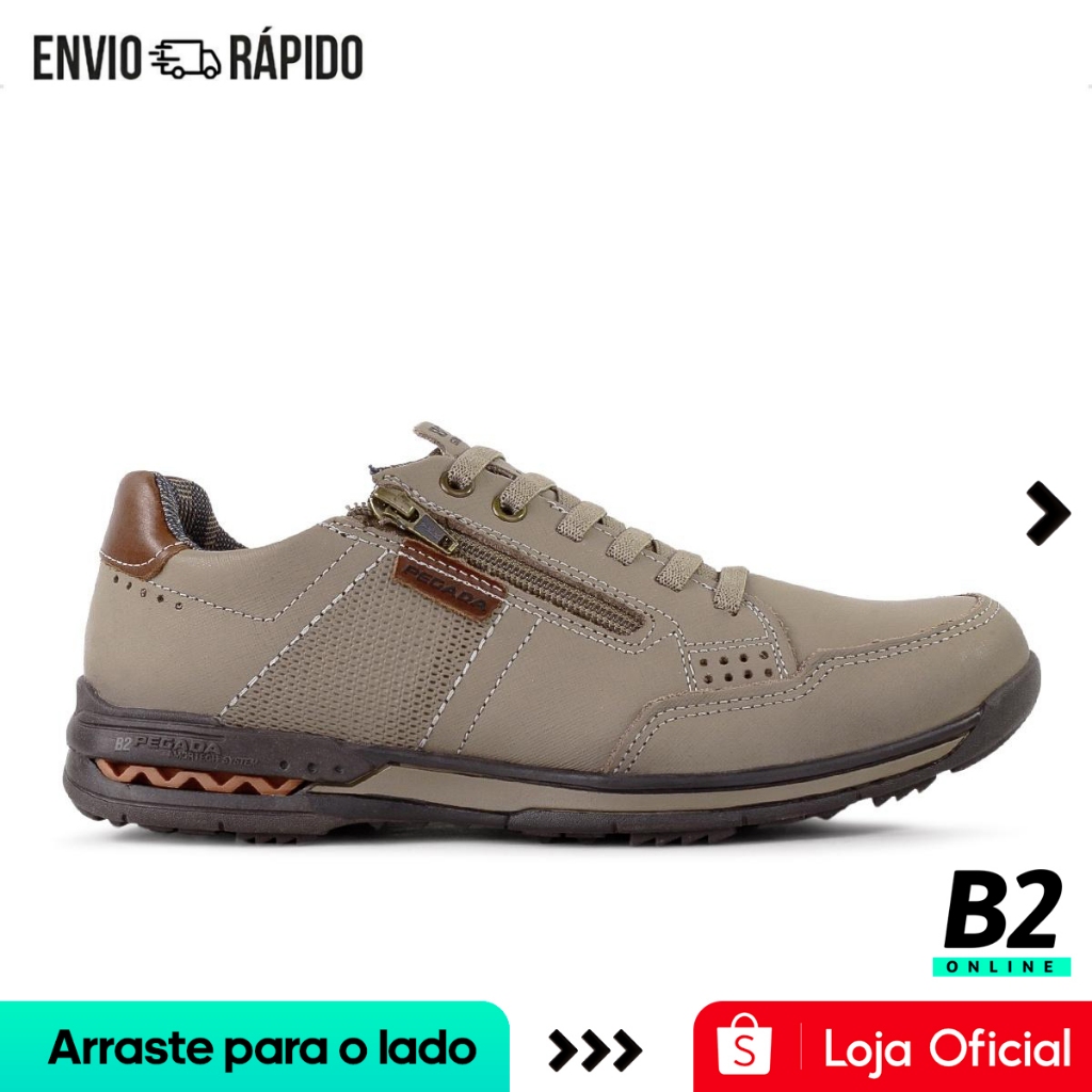 Sapat?nis Masculino Pegada Gold Couro com Z?per | Conforto 1 Sapatênis Pegada Gold Com Zíper Masculino Original com Nota Fiscal e Garantia