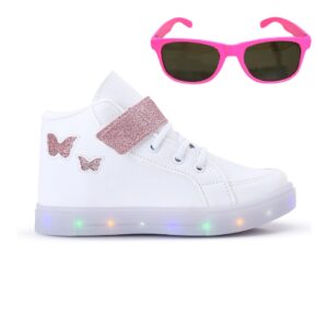 Tênis Infantil LED Botinha Borboleta + Óculos