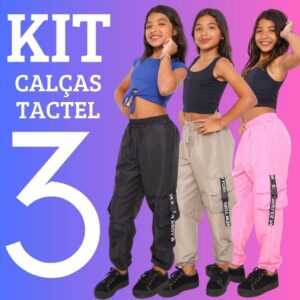 Calça Infantil Tactel Jogger 3 Peças