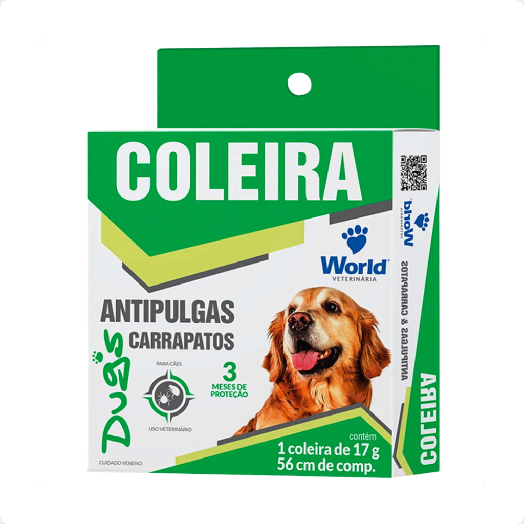 Coleira Antipulgas C?es - 3 Meses 1 Coleira World Dug's 17g Antipulgas para Cães - 56cm