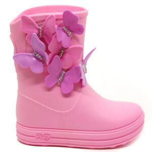 Galocha Infantil Borboleta Impermeável Rosa