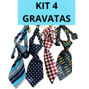 Gravatas de Cetim para Cachorro - Kit 4 Cores