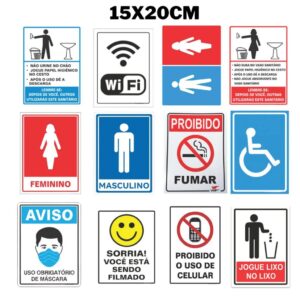 Placa Sinalização 15x20cm - Diversos Avisos