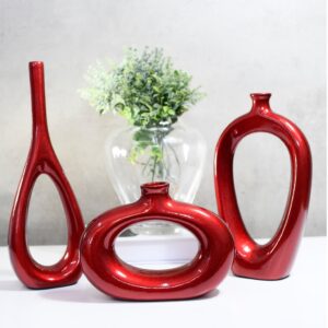 Trio de Vasos Cerâmica Modernos Decorativos