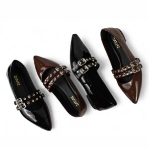 Sapatilha Verniz Fivelas Bico Fino Confortável