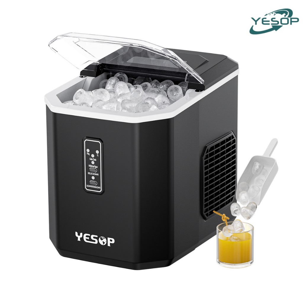 M?quina de Gelo Port?til YESOP 12kg/dia 1 YESOP Máquina De Gelo Portátil Preto 12kg/dia 127V Produção Rápida Turbo Ice Para Casa E Bar