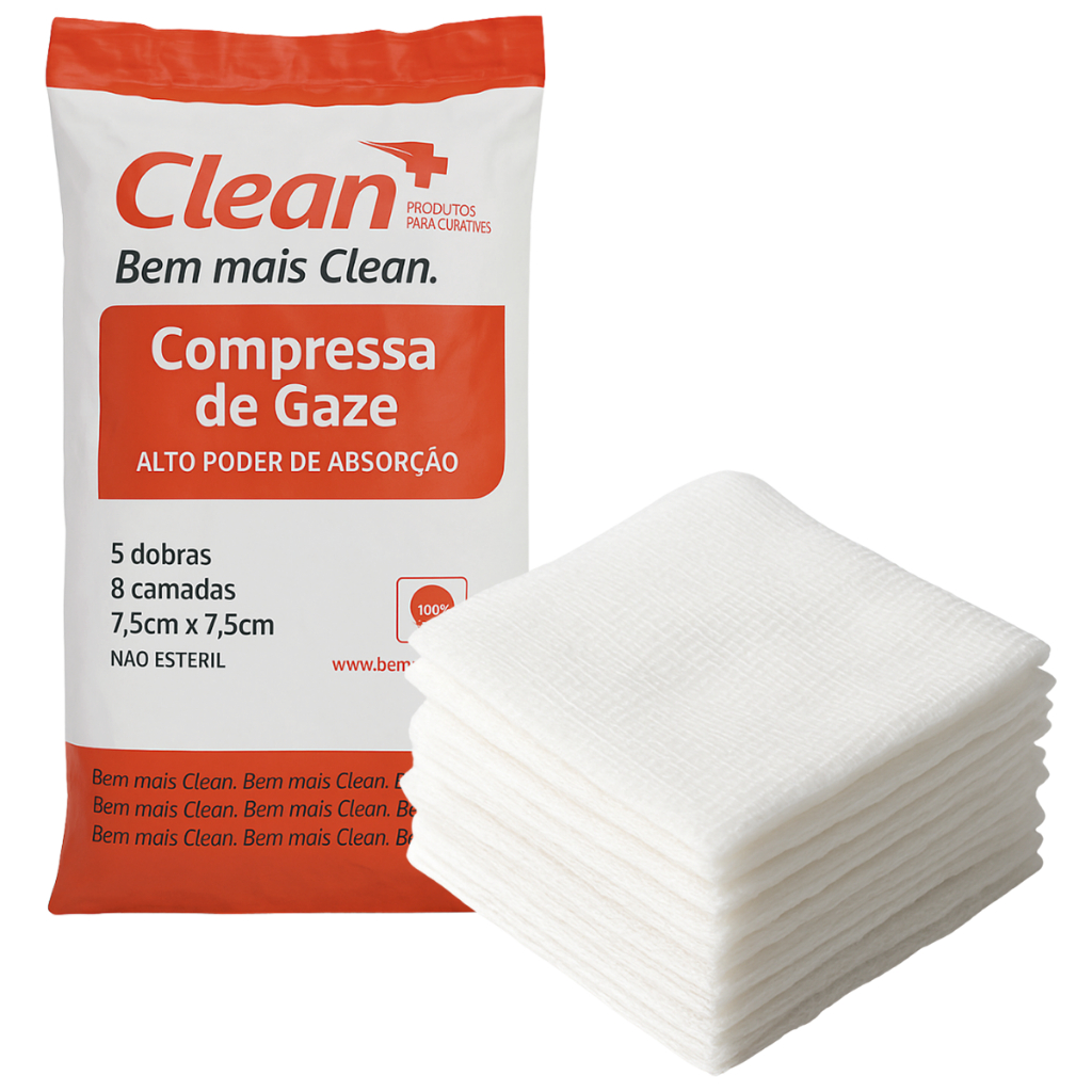 Compressa Gaze 13 Fios 100g - Clean 1 Compressas de Gaze Não Estéril 13 Fios 100g