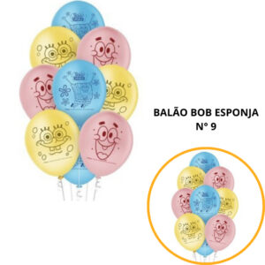 Balões Bob Esponja Redondo 9 Polegadas - 25 Unidades