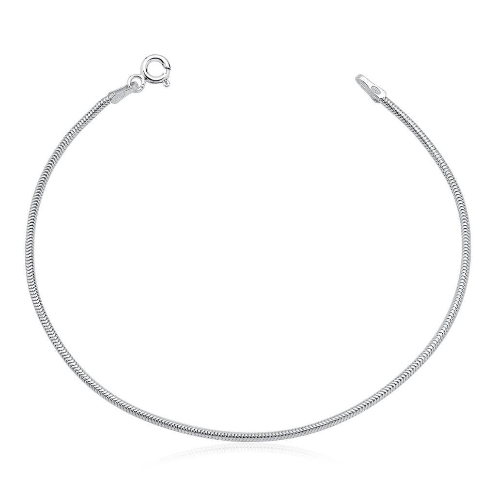 Tornozeleira Prata 925 Rabo de Rato 1 Tornozeleira Feminina de Prata 925 Rabo de Rato Redonda com 1mm