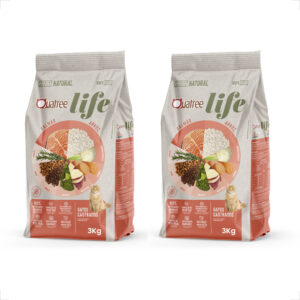 Kit 2 Ração Quatree Life Gatos Castrados Salmão e Arroz - 3Kg
