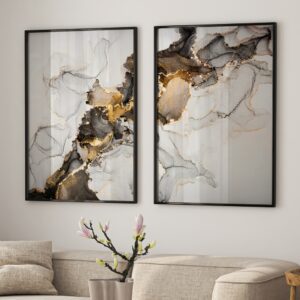 Quadro Decorativo 2 Telas Mármore Moderno