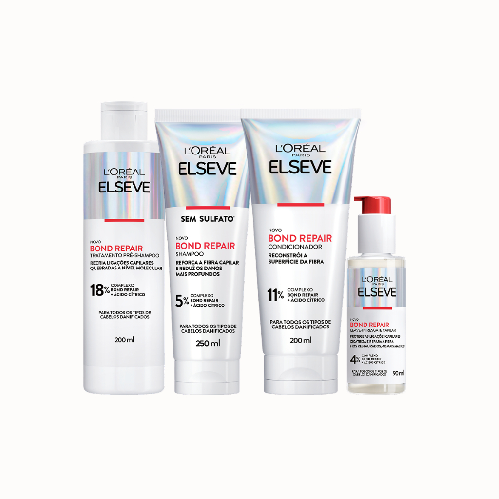 Kit Elseve Bond Repair: Cabelos Fortes e Reparados 1 Kit Elseve Bond Repair Pré Shampoo + Shampoo + Condicionador + Leave in