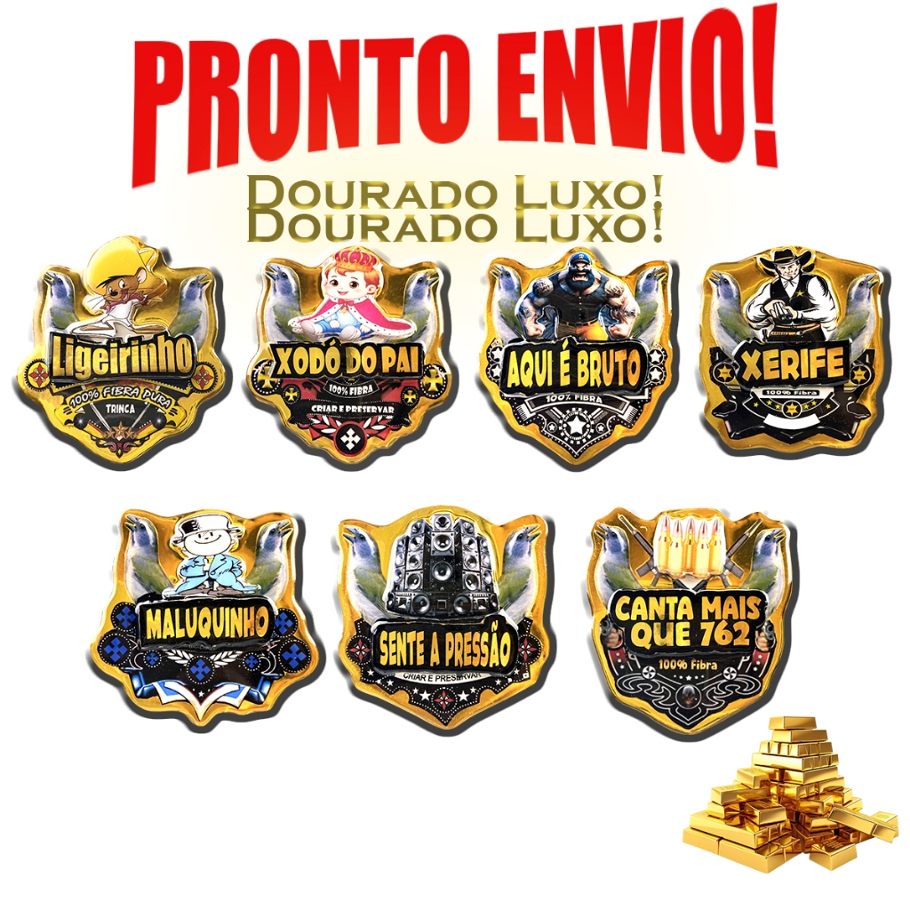 Placa Resinada 3D Trinca-Ferro Dourado 1 Placa Resinada 3D Trinca-Ferro Dourado