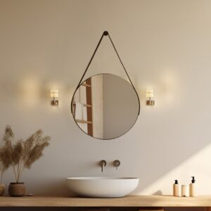 Espelho Adnet 30cm Alça Couro Ecológico