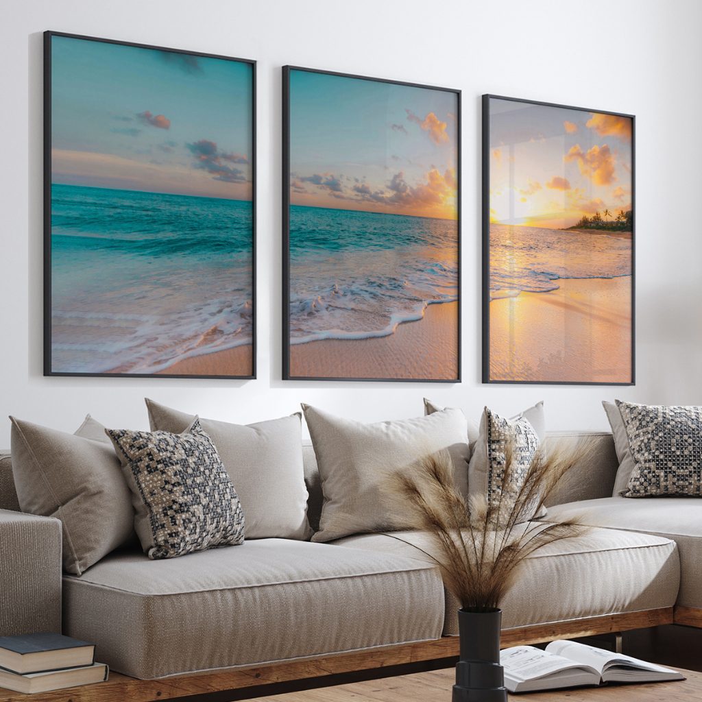 Quadro Decorativo Paisagem Mar 3 Telas 90x60cm 1 Quadro Decorativo Paisagem Mar 3 Telas 90x60cm