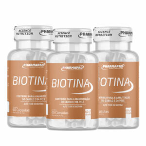 3x Biotina, PharmaPro - Original e Pura (180 Cápsulas)