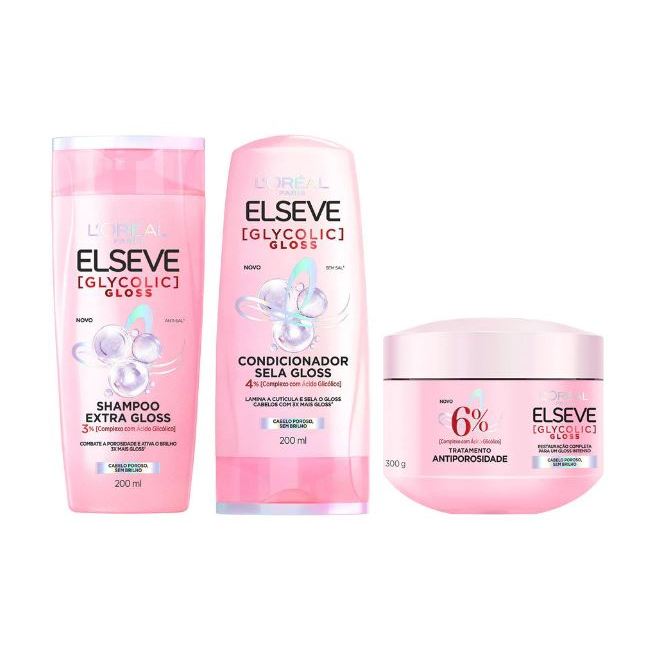 Kit Elseve Glycolic Gloss Brilho e Repara??o 1 Kit Elseve Glycolic Gloss Brilho e Reparação