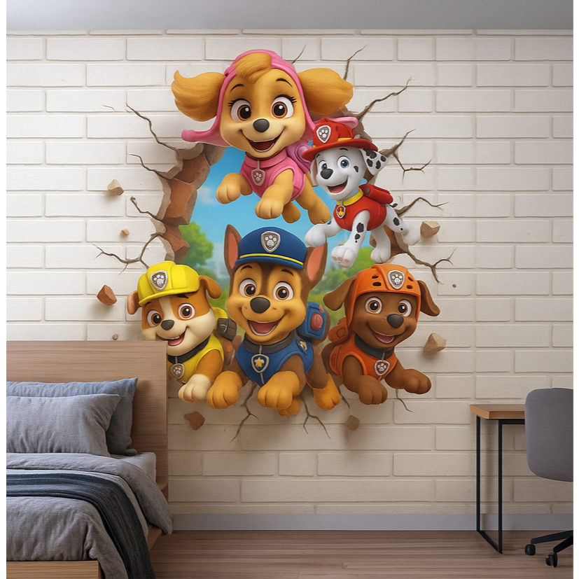 Papel de Parede 3D Patrulha Canina 1 Papel de Parede 3D Patrulha Canina