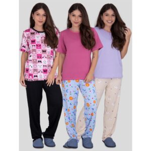 Pijama Feminino 3 Peças Estação Suede