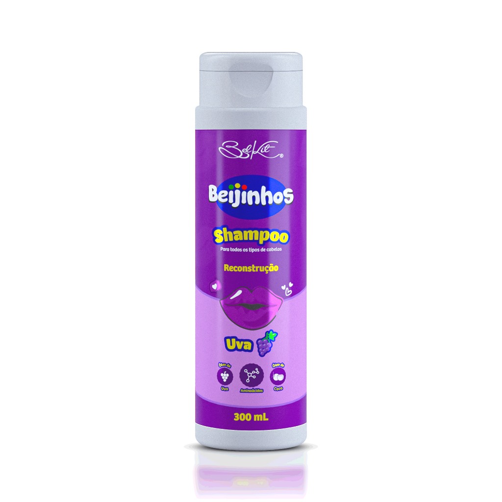 Shampoo Beijinhos Uva 300ml Belkit - Hidratação 1 Shampoo Hidratante Beijinhos Uva 300ml Belkit