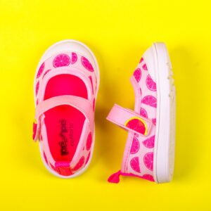 Sapatilha Infantil Pé com Pé Rosa Limão Velcro