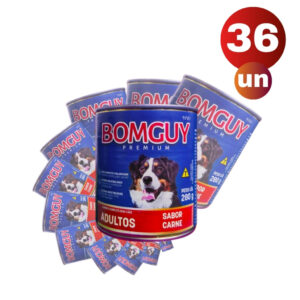 Kit 36 Bomguy Premium Patê Sabor Carne Ração Úmida para Cães Adultos 280g FVO