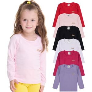 Blusas Manga Longa Infantil Algodão Lisa
