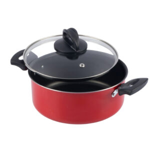 Caçarola Antiaderente Tampa Vidro 20Cm Vermelho Nacional