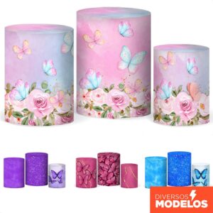 Capa Cilindro de Festa Borboleta Trio Veste Fácil Em Tecido Com Elástico - Diversos Modelos