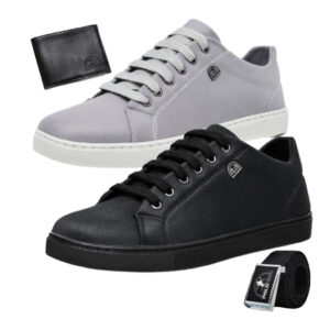 Kit 2 Tênis Masculino Polo Fran Sapatenis Confortável Com Cinto Carteira London