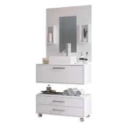 Gabinete Para Banheiro 80cm Com Painel Class Cor Branco - Arte Cas