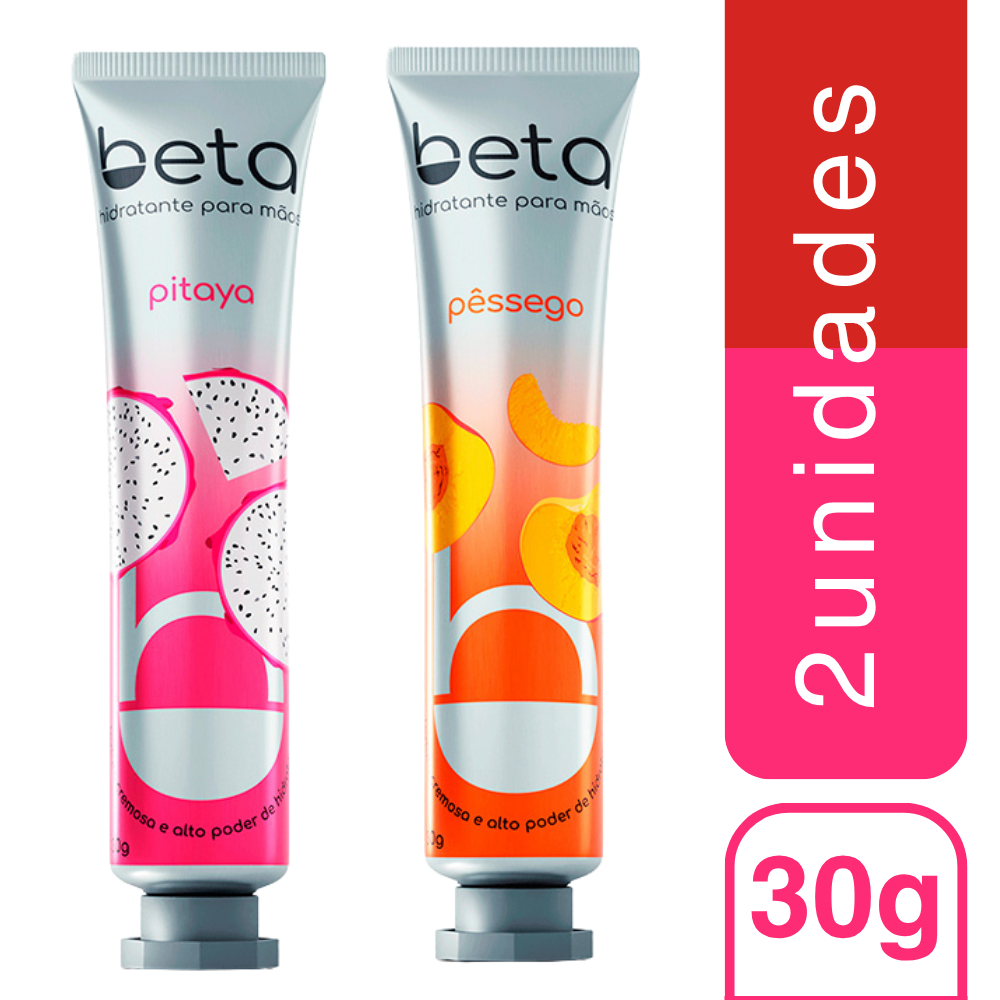 Kit Hidratante M?os Beta Pitaya e P?ssego 1 Kit 2 Cremes Hidratantes para Mãos Beta Pitaya e Pêssego