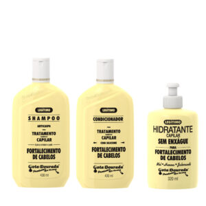 Kit Gota Dourada: Shampoo, Condicionador e Fortalecimento