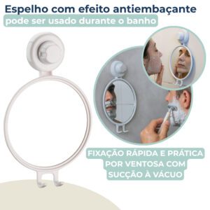 Espelho Antiembaçante Box Banheiro Ventosa