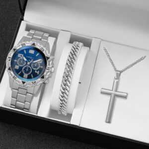 Relógio Masculino Aço Dourado com Conjunto