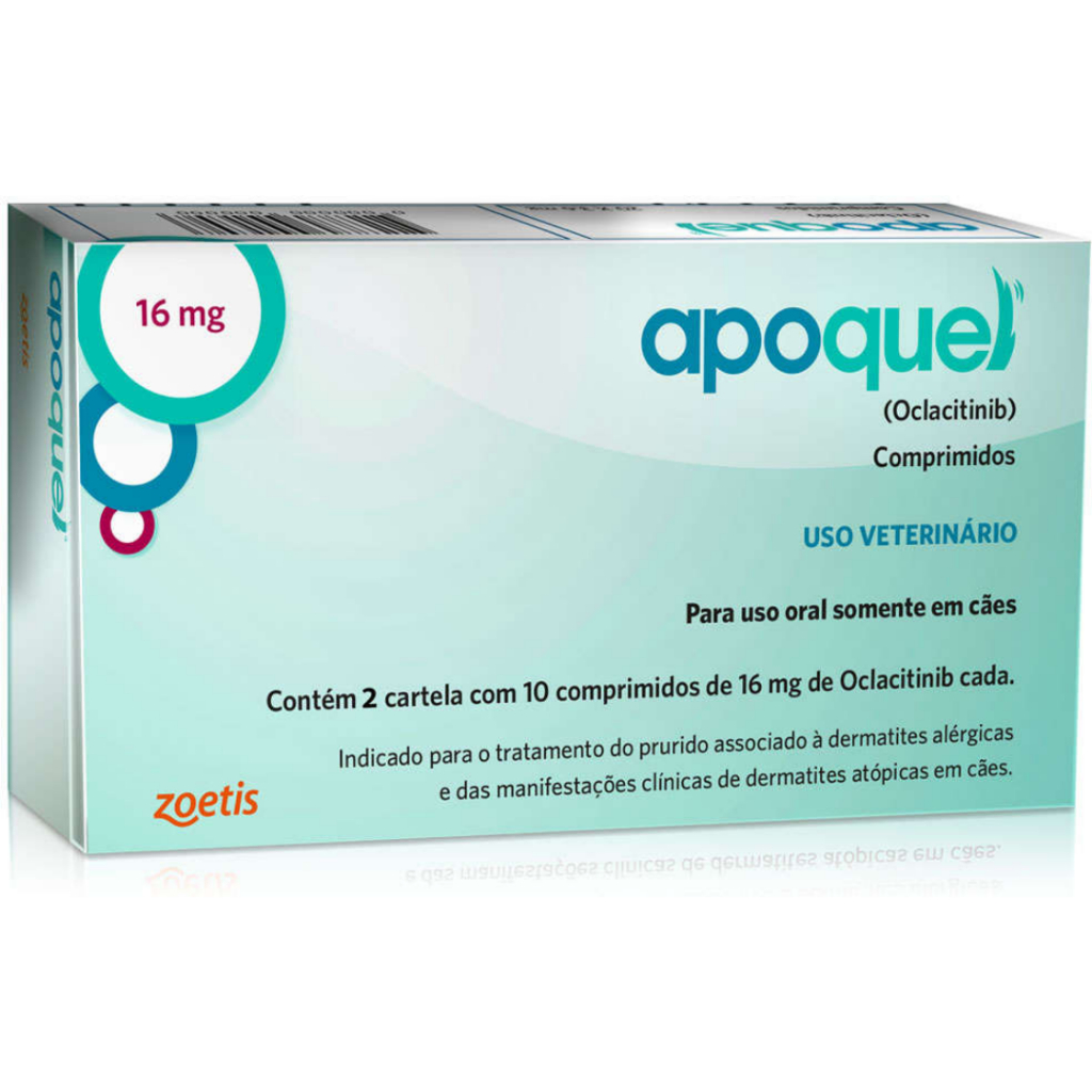 Apoquel 16mg - Al?vio R?pido da Coceira em C?es 1 Apoquel 16 mg Trata Dermatite Alérgica P/ Cães 20 Comprimidos