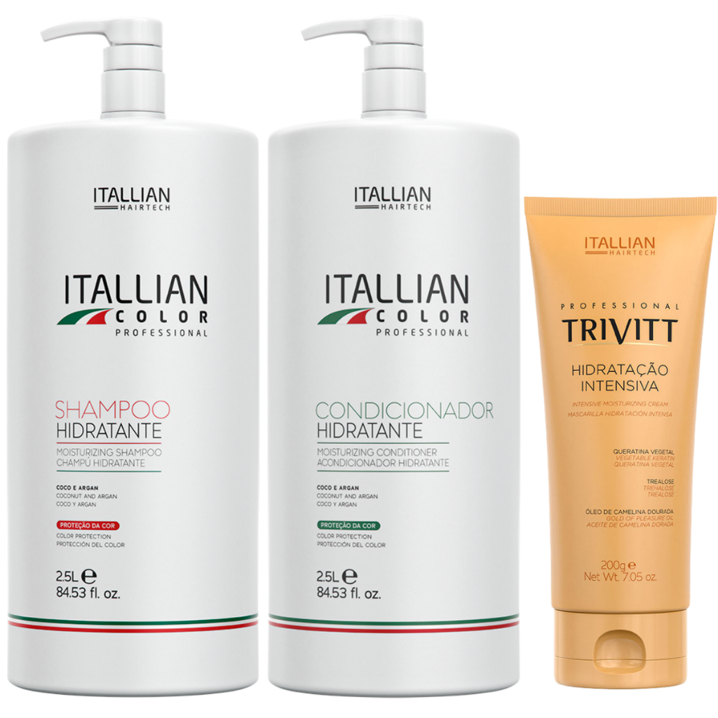 Kit Shampoo Hidratante Itallian Color 1 KIT SHAMPOO HIDRATANTE E CONDICIONADOR 2,5 LTS E HIDRATAÇÃO INTENSIVA 200G