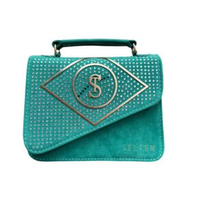 Clutch Feminino Verde Camurça Strass Selten
