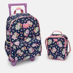 Mochila Rodinhas + Lancheira Unicórnio Infantil