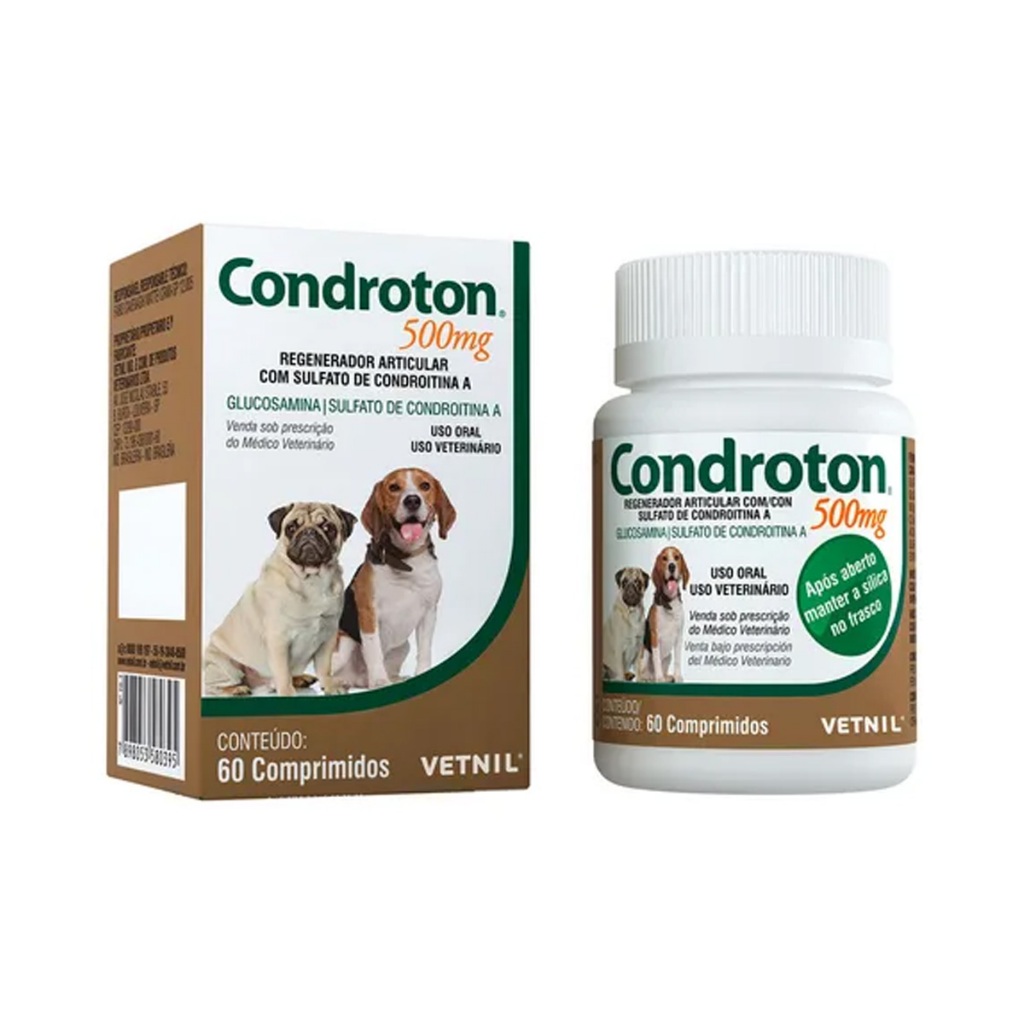 Condroton Regenerador Articular - Vetnil 1 Condroton Regenerador Articular 60 Comp. 500mg - Vetnil condroitina e glucosamina