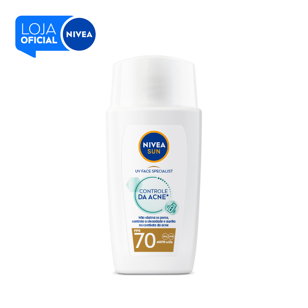 Protetor Solar NIVEA Sun Acne FPS70 40ml 1 NIVEA SUN Protetor Solar UV Face Specialist Controle da Acne FPS 70 40ml BBB 26