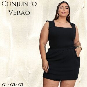 Conjunto Plus Size Verão Short Saia + Regata