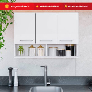 Armário de Cozinha 2 ou 3 Portas Modular Multiuso Organizador com Nicho - Móveis Bonatto