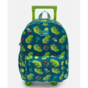 Mochila Infantil Rodinhas Estampa Jacaré Azul Marinho